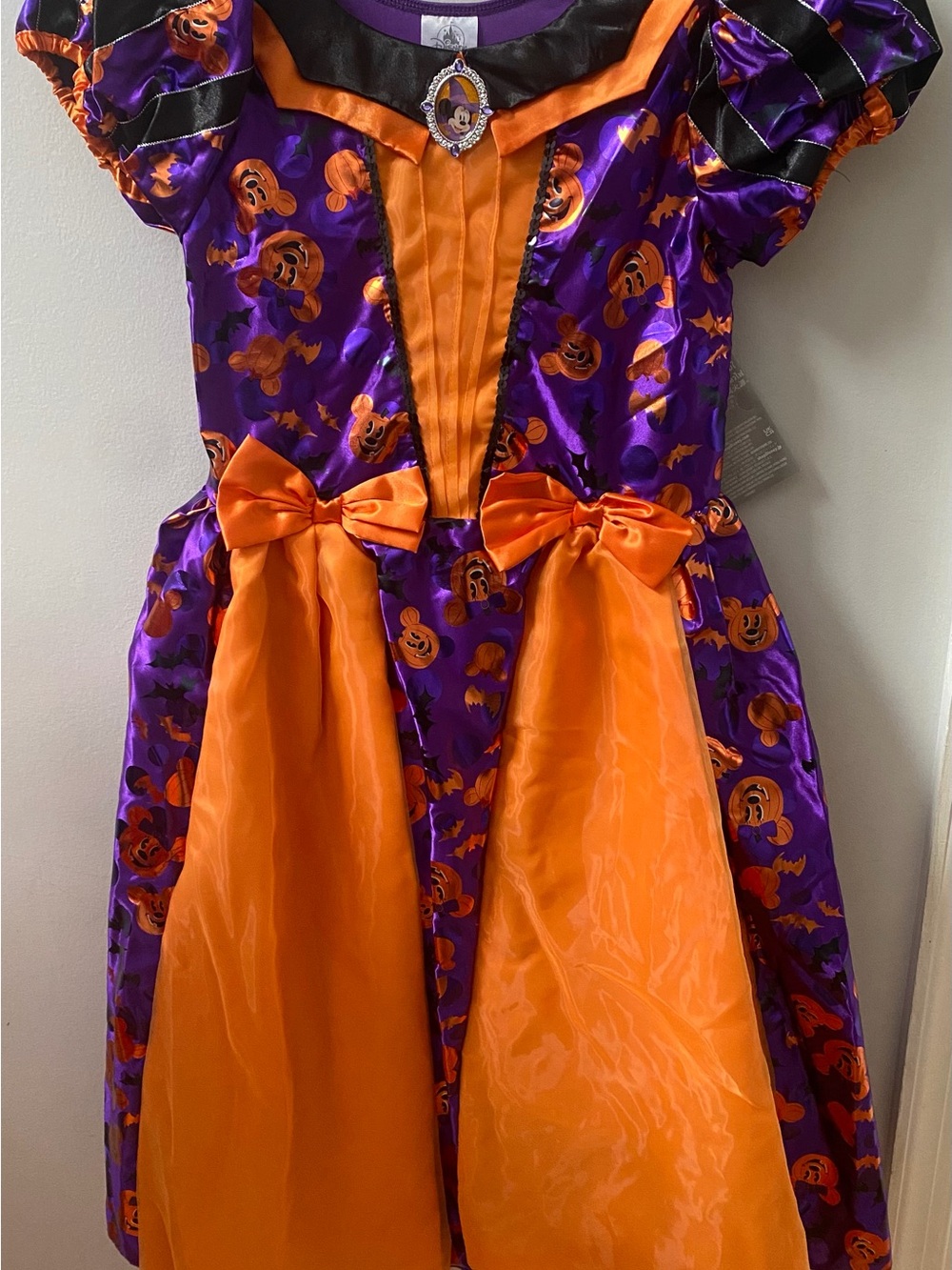 Disney Purple and Orange Halloween Pumpkin Dress with Satin Bows